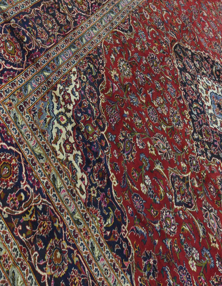 Detail image of 9' 7 x 13' Hand Knotted Kashan Persian Wool Rug