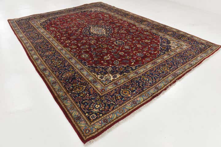 9' 8 x 13' Hand Knotted Kashan Persian Wool Rug