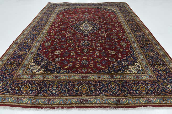 9' 8 x 13' Hand Knotted Kashan Persian Wool Rug