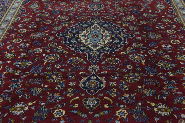 Detail image of 9' 8 x 13' Hand Knotted Kashan Persian Wool Rug