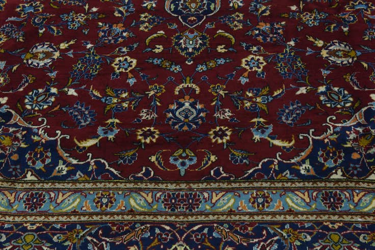 Detail image of 9' 8 x 13' Hand Knotted Kashan Persian Wool Rug