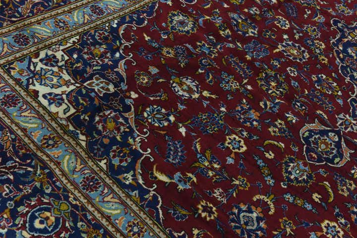 9' 8 x 13' Hand Knotted Kashan Persian Wool Rug
