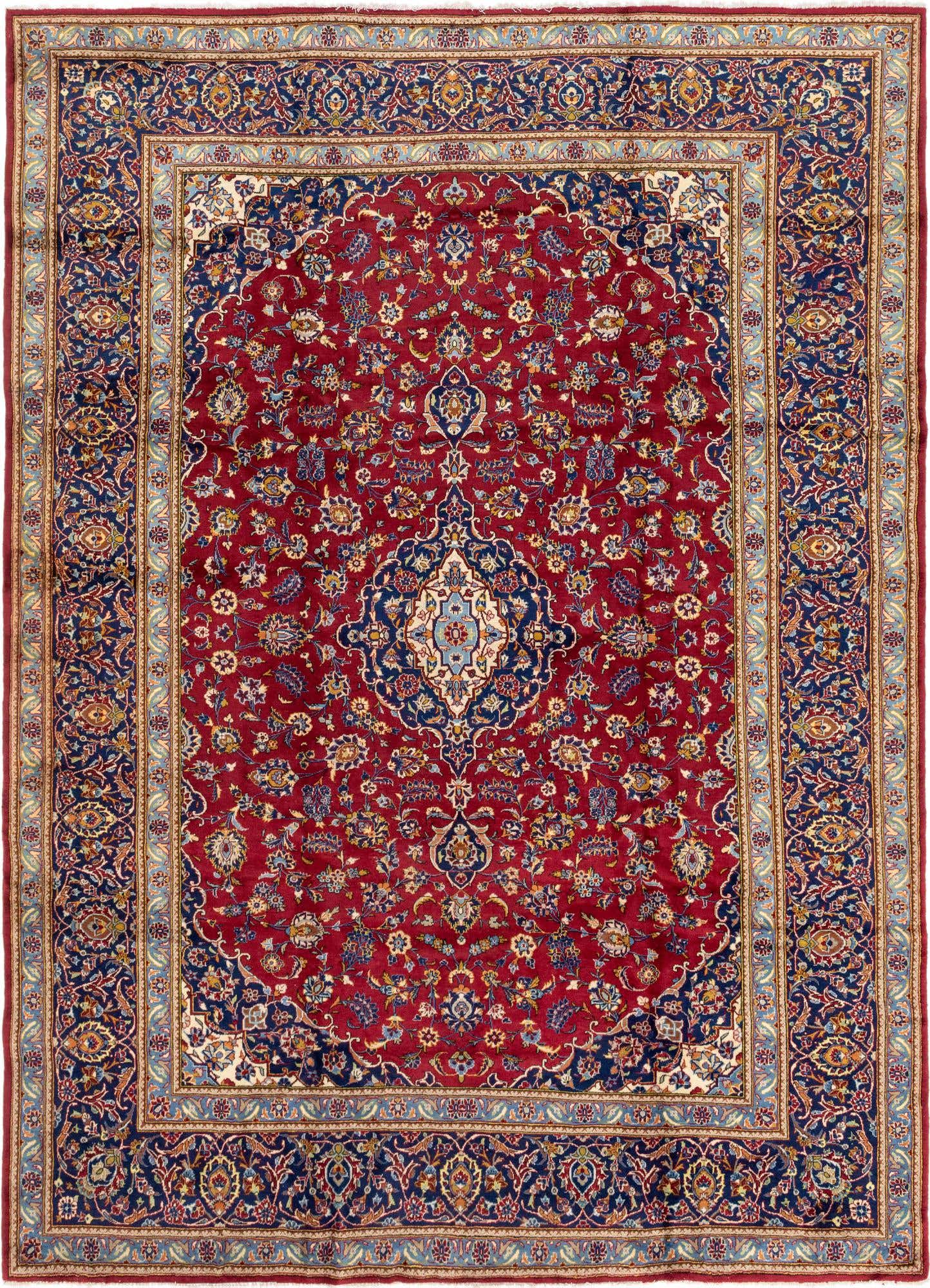 9' 8 x 13' Hand Knotted Kashan Persian Wool Rug