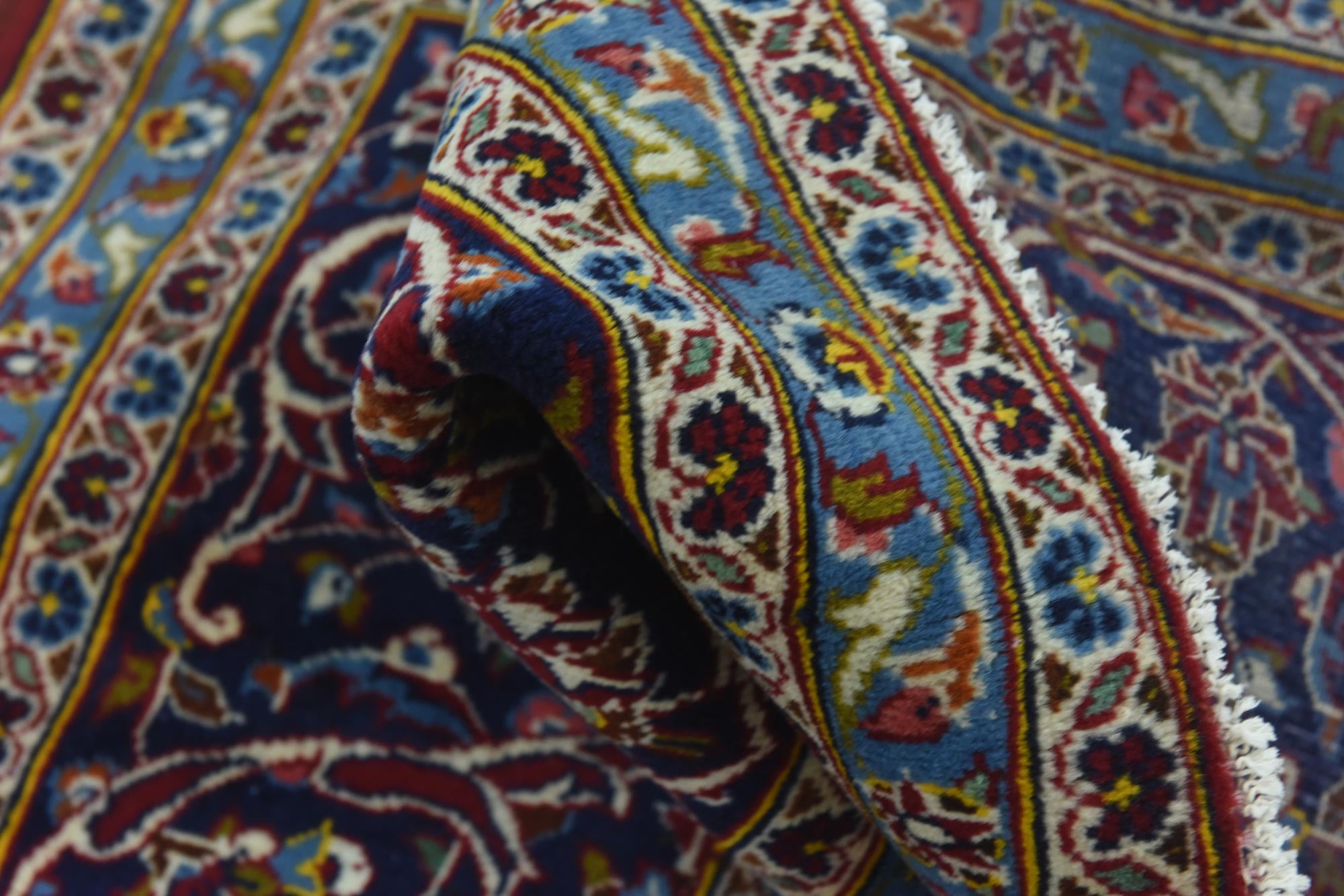 9' 6 x 13' Hand Knotted Kashan Persian Wool Rug
