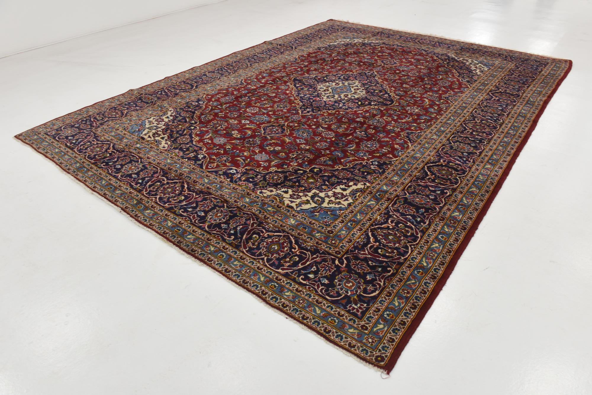 9' 6 x 13' Hand Knotted Kashan Persian Wool Rug