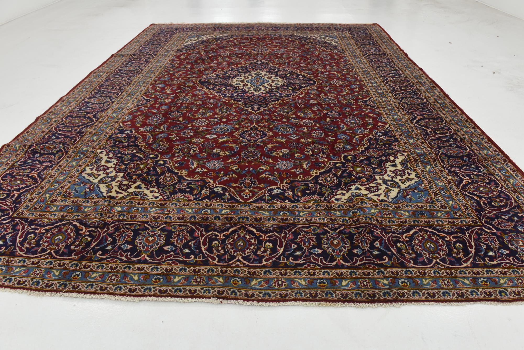 9' 6 x 13' Hand Knotted Kashan Persian Wool Rug