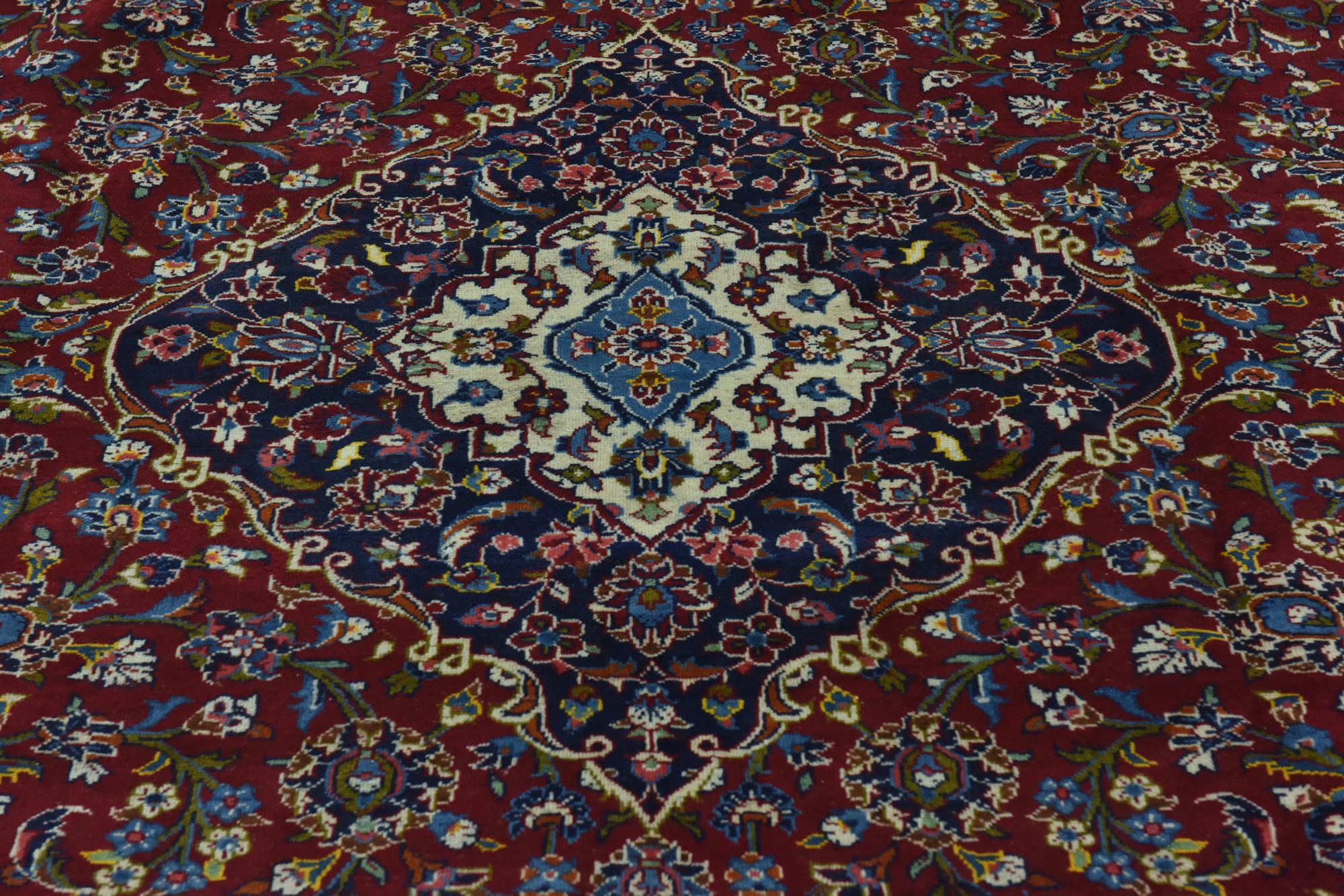 9' 6 x 13' Hand Knotted Kashan Persian Wool Rug