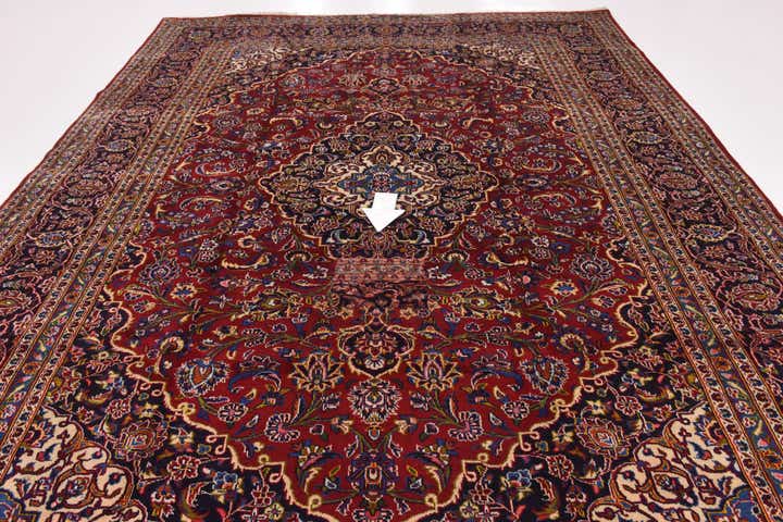 9' 9 x 13' Hand Knotted Kashan Persian Wool Rug