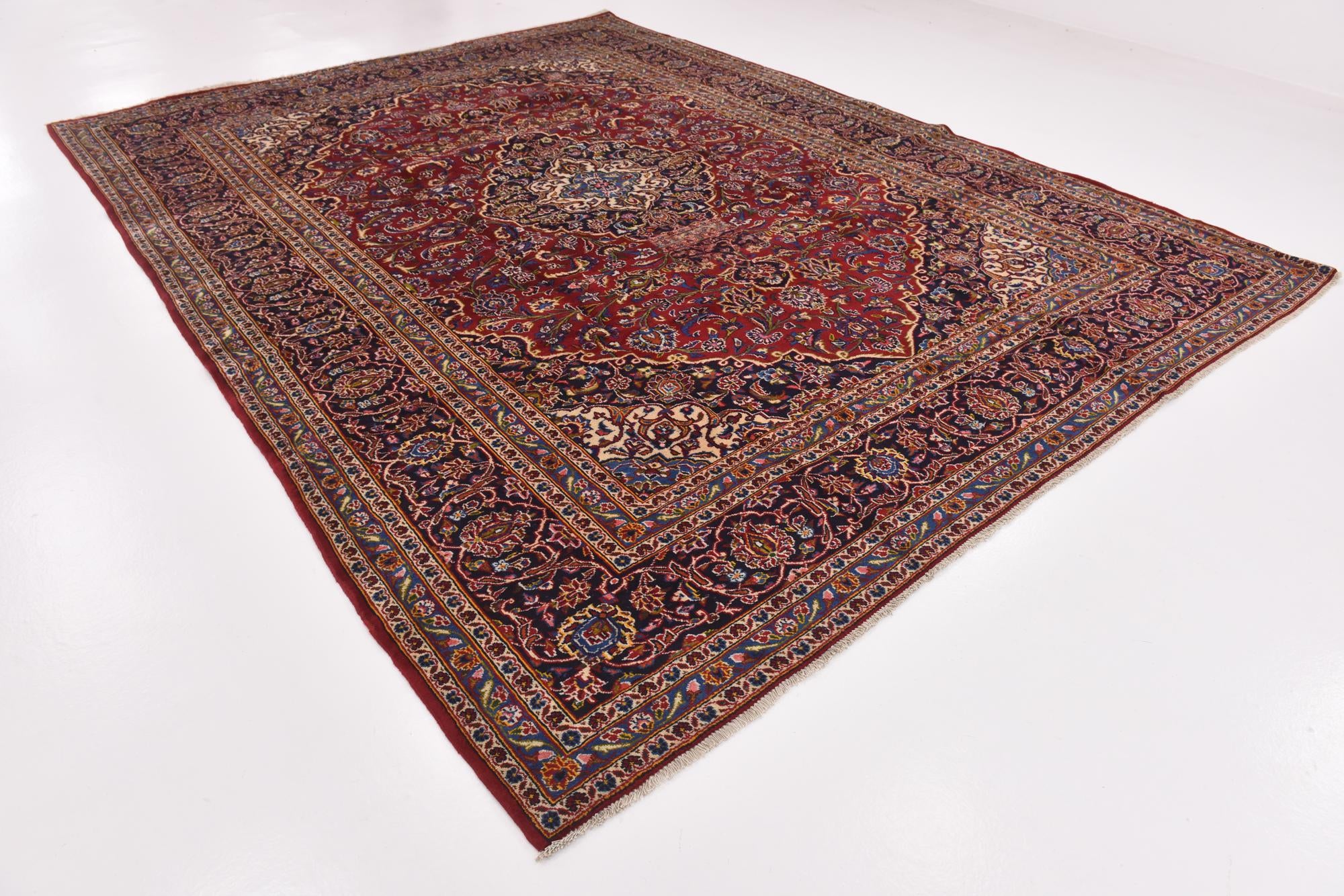 9' 9 x 13' Hand Knotted Kashan Persian Wool Rug