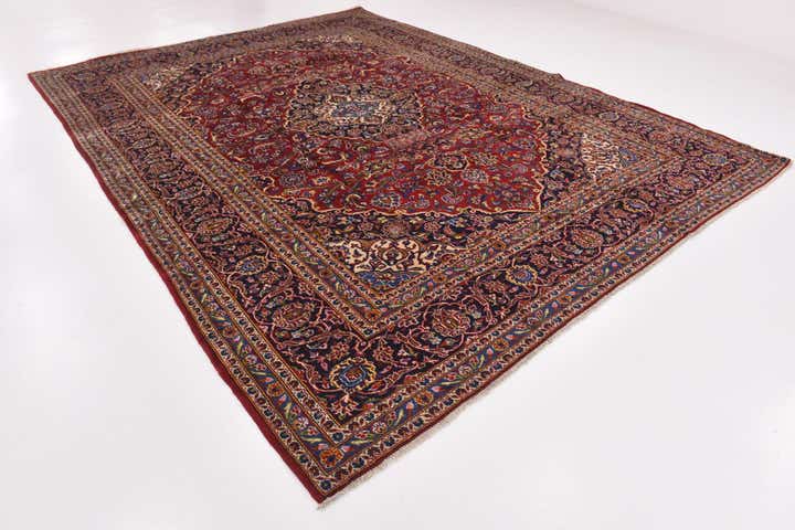 9' 9 x 13' Hand Knotted Kashan Persian Wool Rug