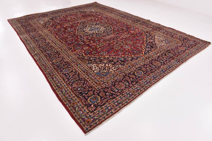 Detail image of 9' 9 x 13' Hand Knotted Kashan Persian Wool Rug