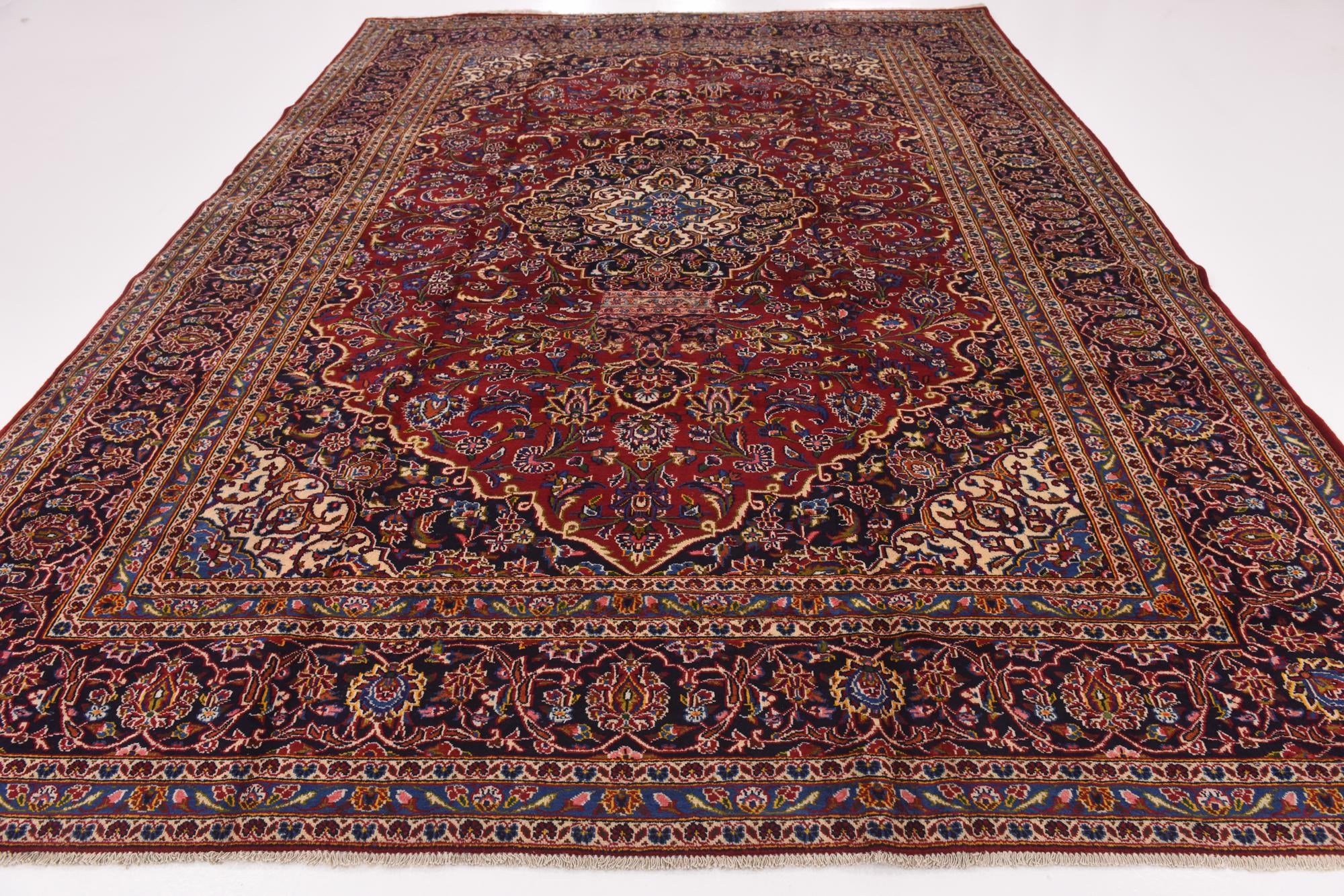 9' 9 x 13' Hand Knotted Kashan Persian Wool Rug