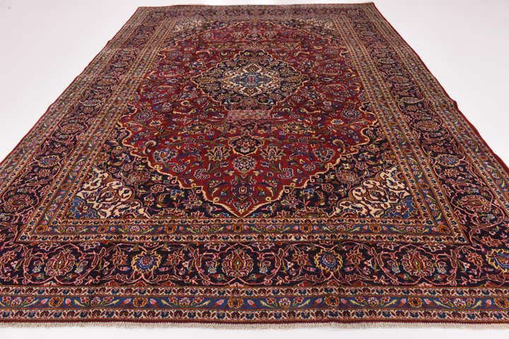 9' 9 x 13' Hand Knotted Kashan Persian Wool Rug