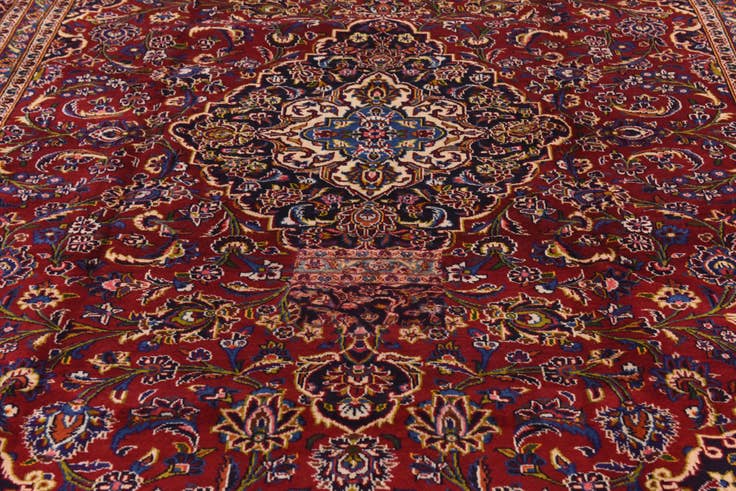 Detail image of 9' 9 x 13' Hand Knotted Kashan Persian Wool Rug