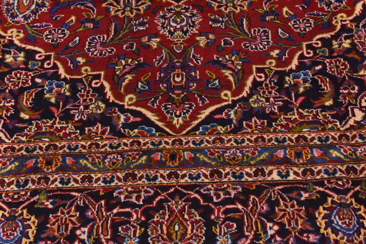 Detail image of 9' 9 x 13' Hand Knotted Kashan Persian Wool Rug