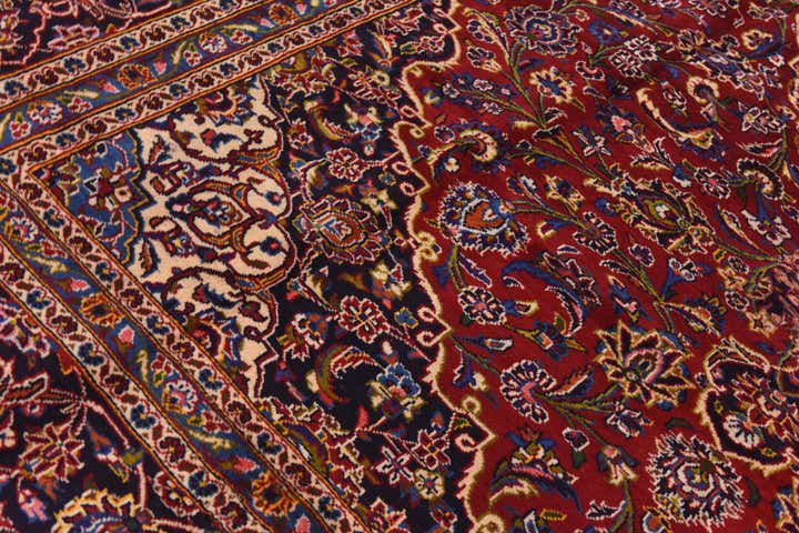 9' 9 x 13' Hand Knotted Kashan Persian Wool Rug