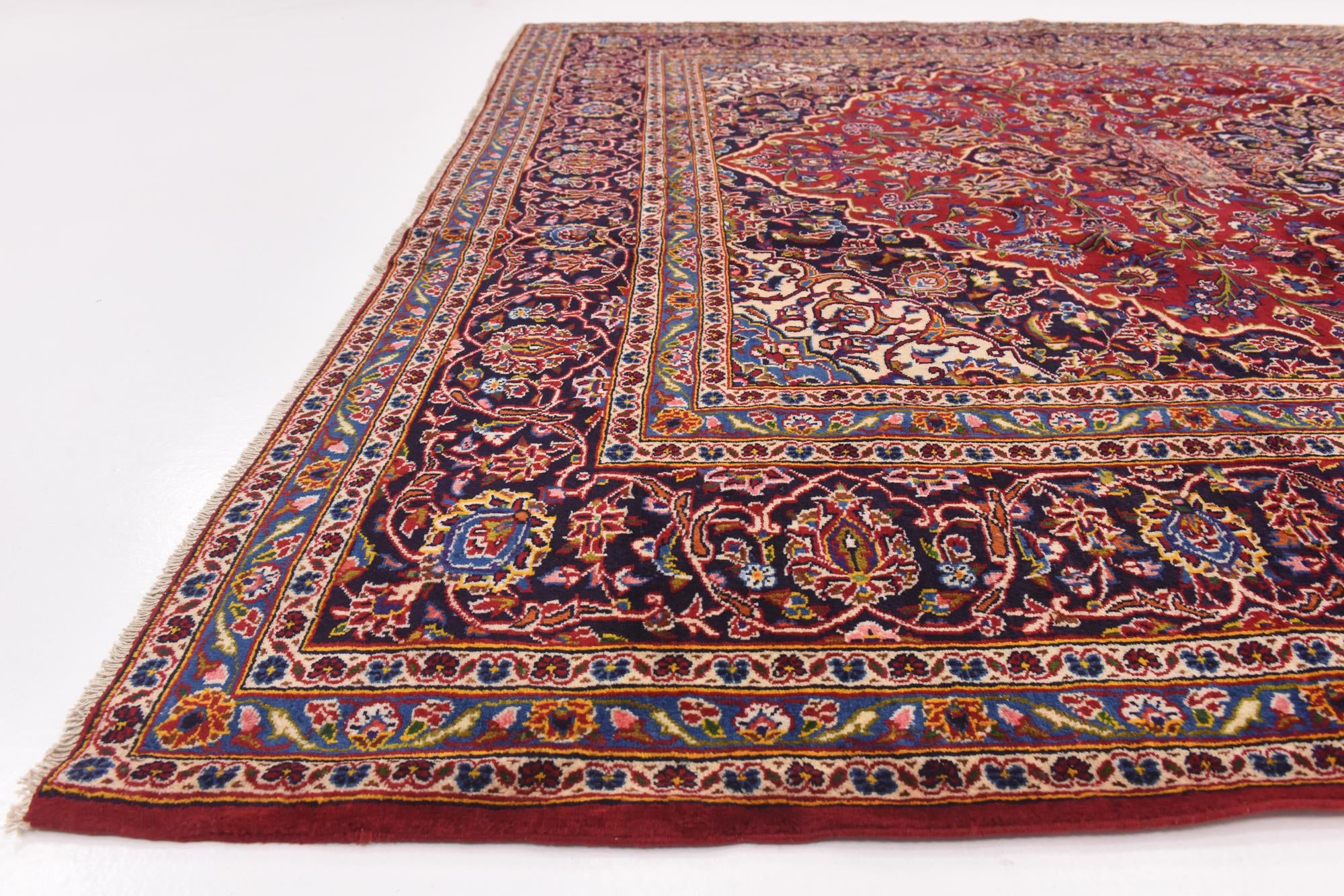 9' 9 x 13' Hand Knotted Kashan Persian Wool Rug