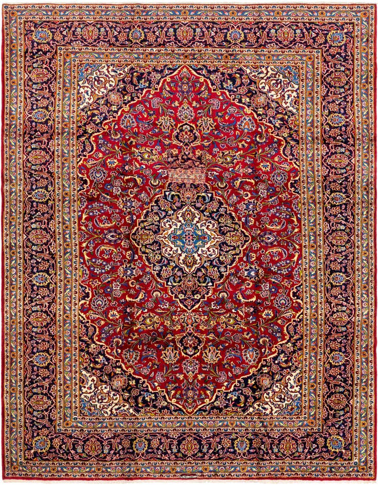 Detail image of 9' 9 x 13' Hand Knotted Kashan Persian Wool Rug