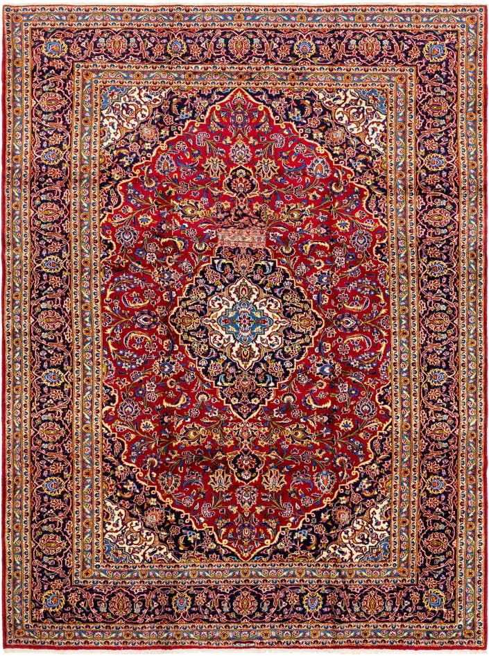 Detail image of 9' 9 x 13' Hand Knotted Kashan Persian Wool Rug