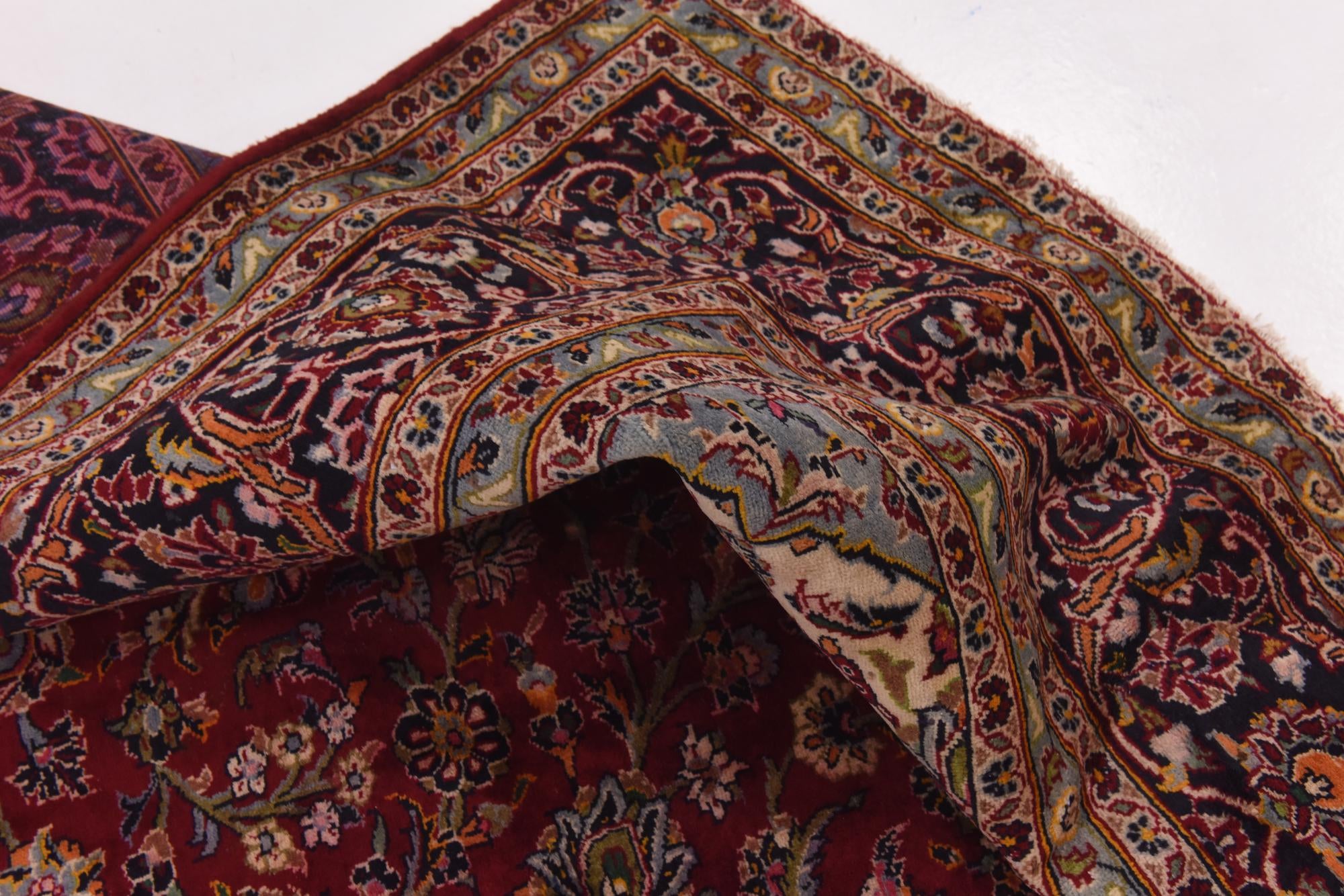 9' 8 x 13' Hand Knotted Kashan Persian Wool Rug