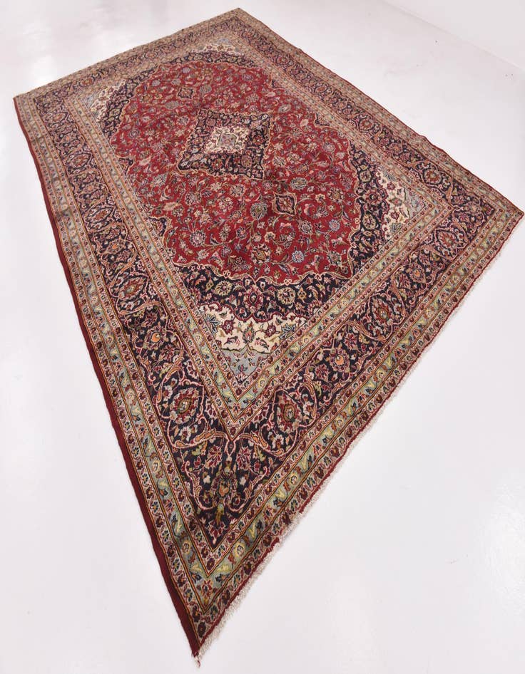 Detail image of 9' 8 x 13' Hand Knotted Kashan Persian Wool Rug