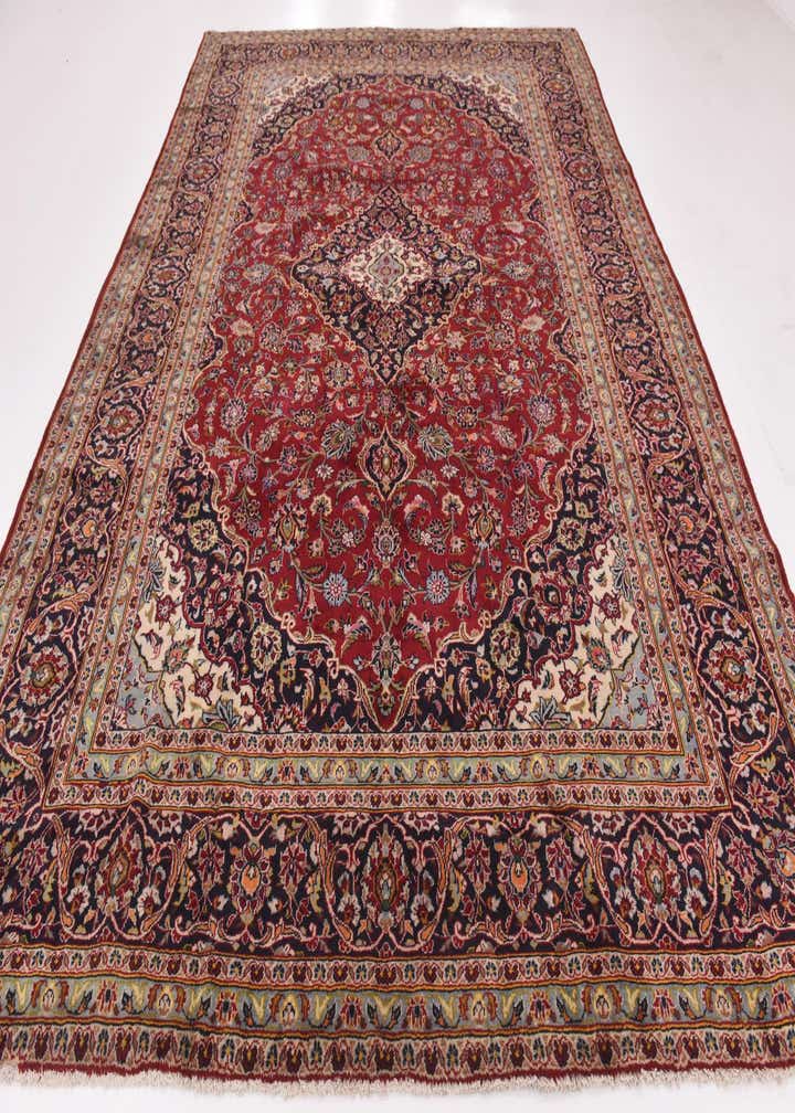 9' 8 x 13' Hand Knotted Kashan Persian Wool Rug