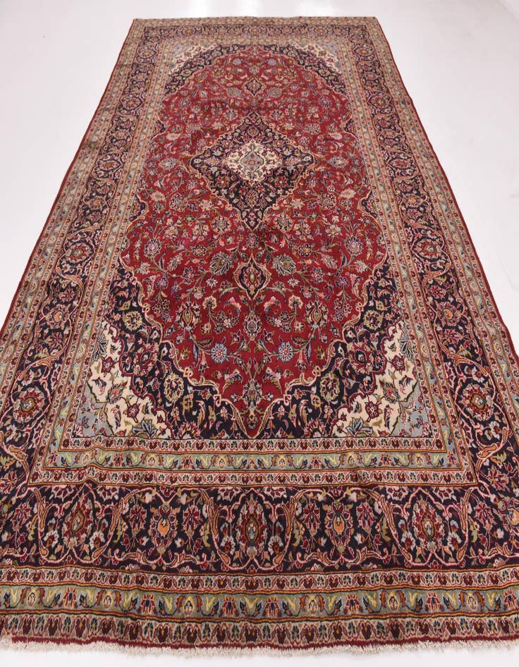 Detail image of 9' 8 x 13' Hand Knotted Kashan Persian Wool Rug