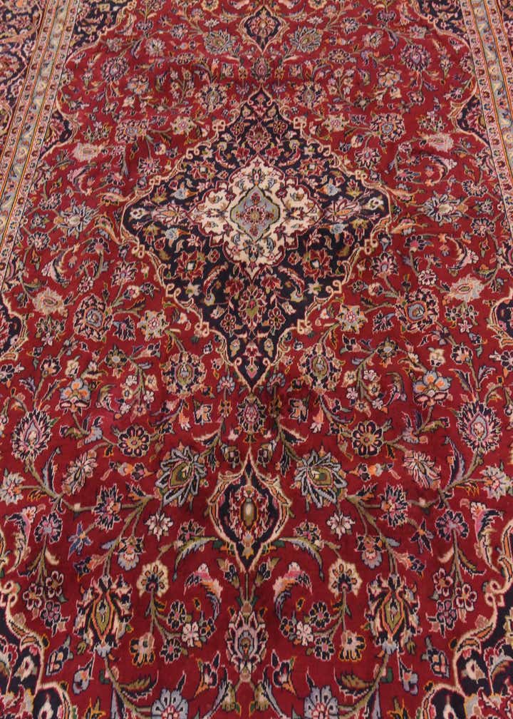 9' 8 x 13' Hand Knotted Kashan Persian Wool Rug