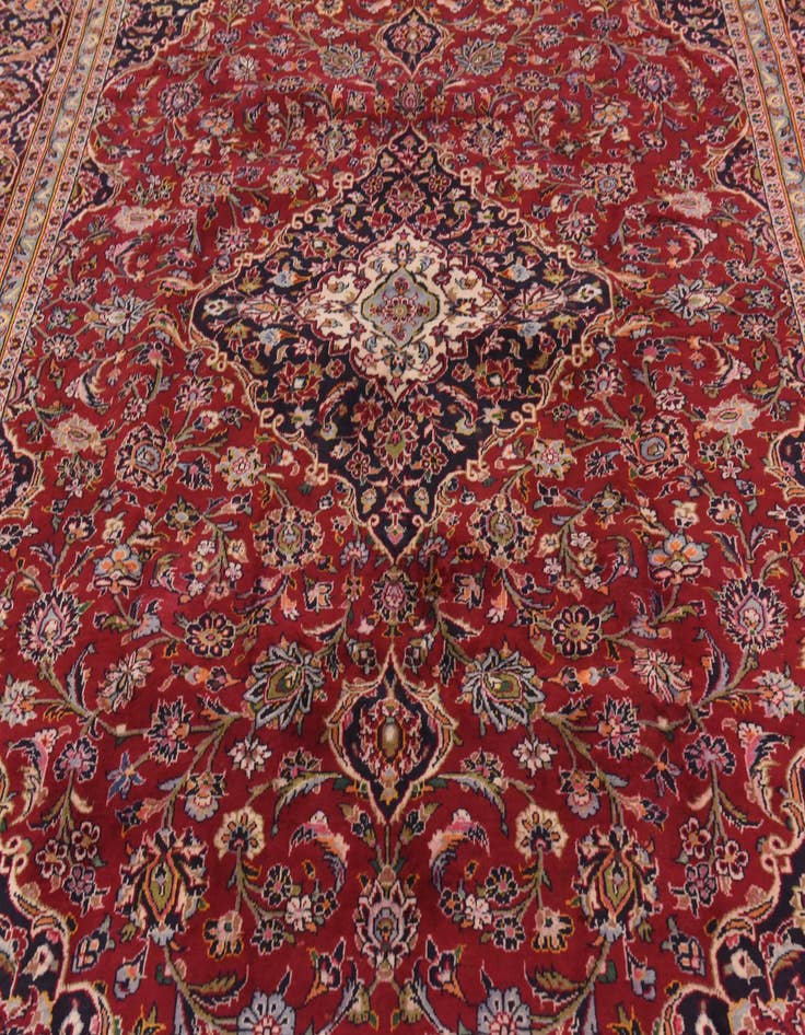 Detail image of 9' 8 x 13' Hand Knotted Kashan Persian Wool Rug
