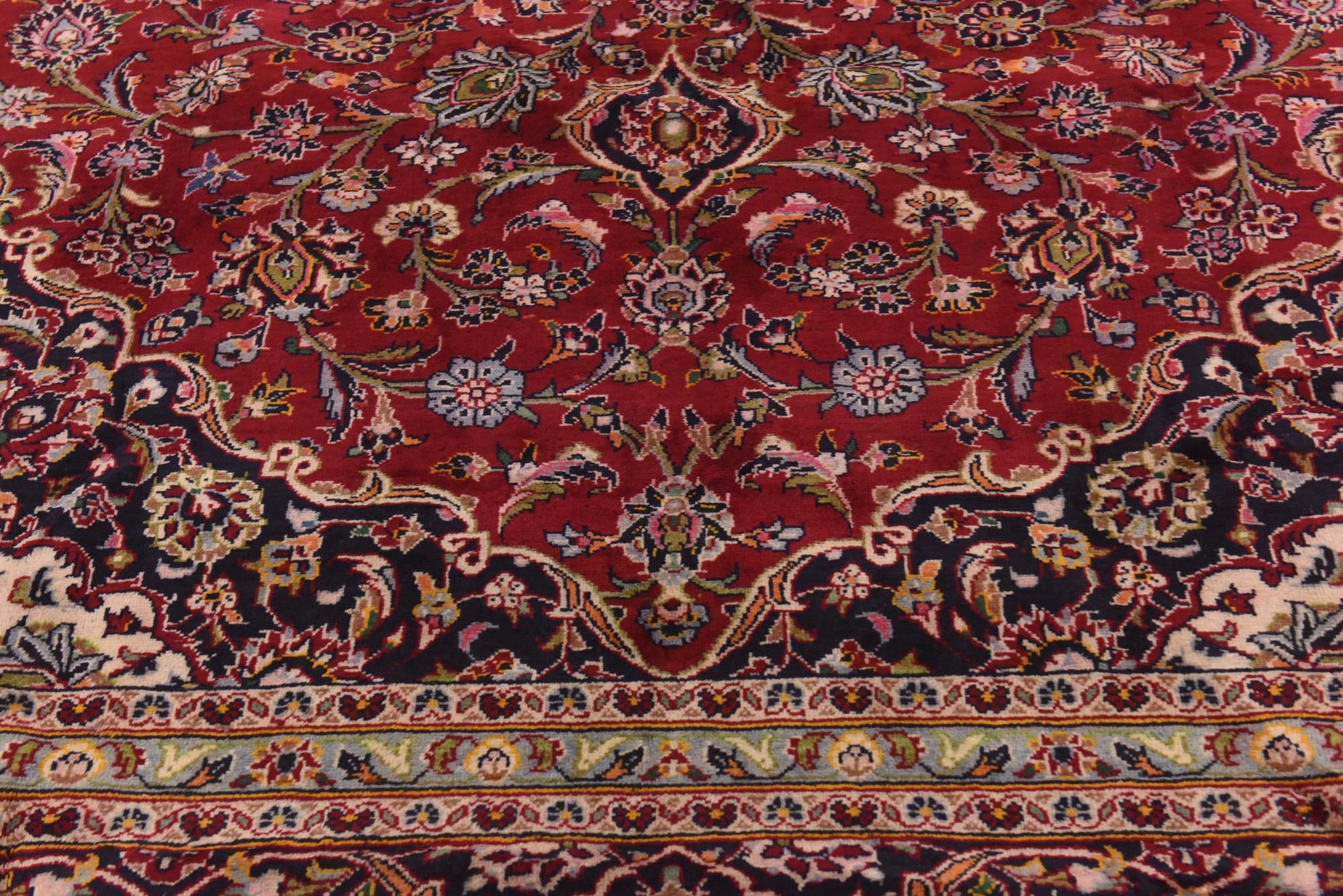 9' 8 x 13' Hand Knotted Kashan Persian Wool Rug