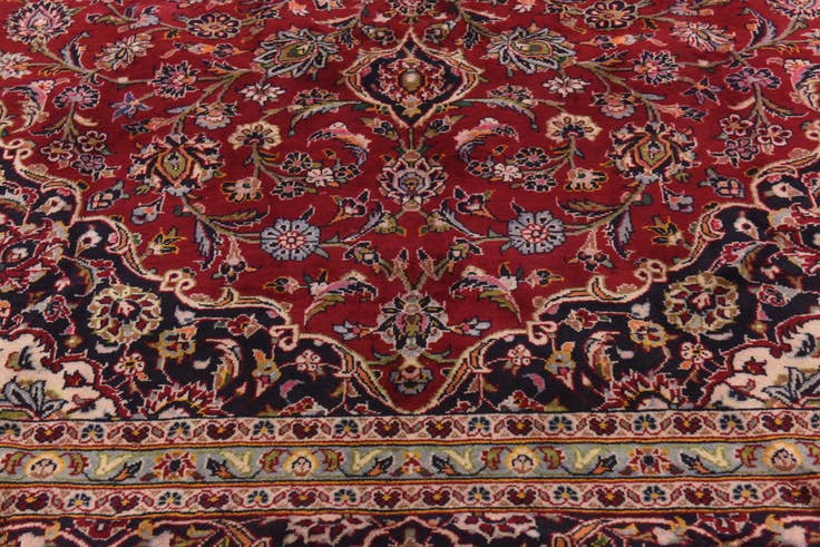 Detail image of 9' 8 x 13' Hand Knotted Kashan Persian Wool Rug
