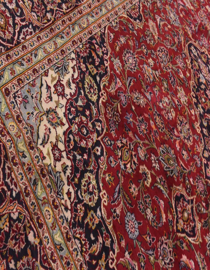 Detail image of 9' 8 x 13' Hand Knotted Kashan Persian Wool Rug
