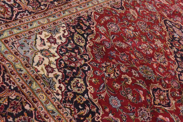 9' 8 x 13' Hand Knotted Kashan Persian Wool Rug