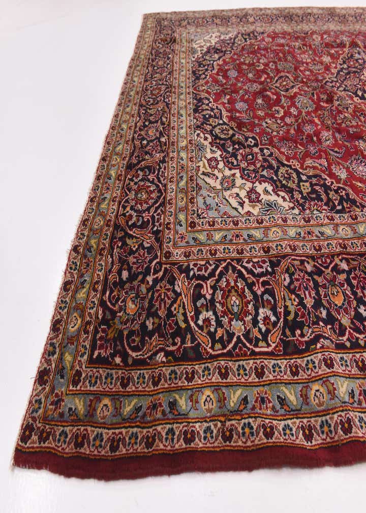 9' 8 x 13' Hand Knotted Kashan Persian Wool Rug