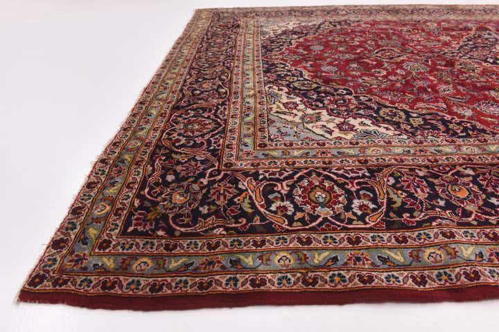 9' 8 x 13' Hand Knotted Kashan Persian Wool Rug