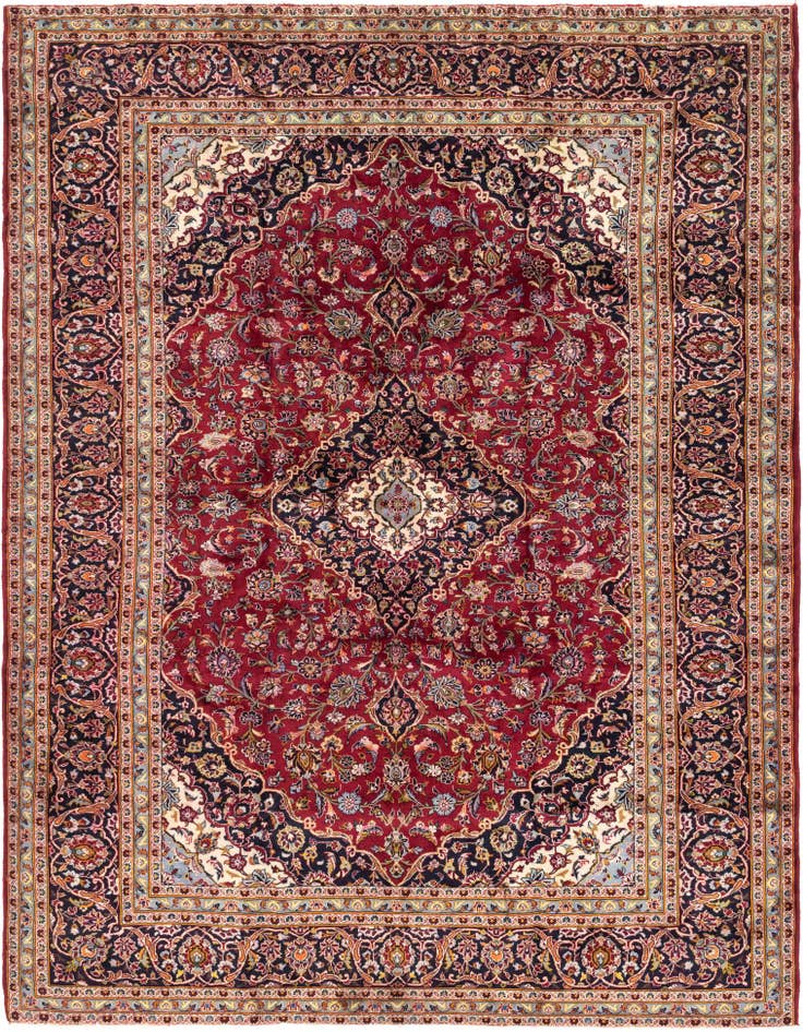Detail image of 9' 8 x 13' Hand Knotted Kashan Persian Wool Rug