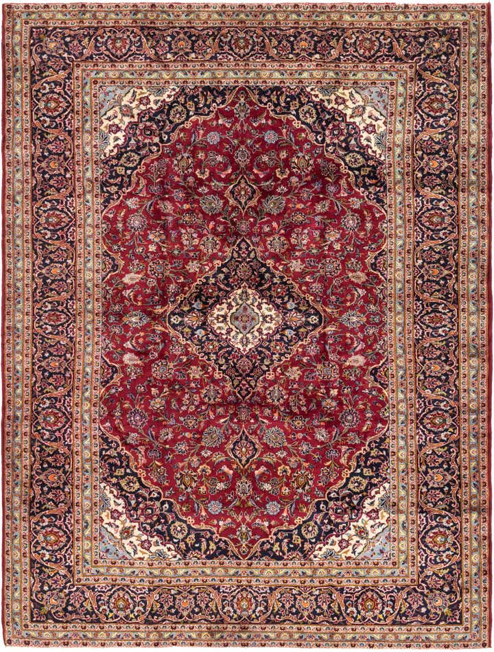 9' 8 x 13' Hand Knotted Kashan Persian Wool Rug