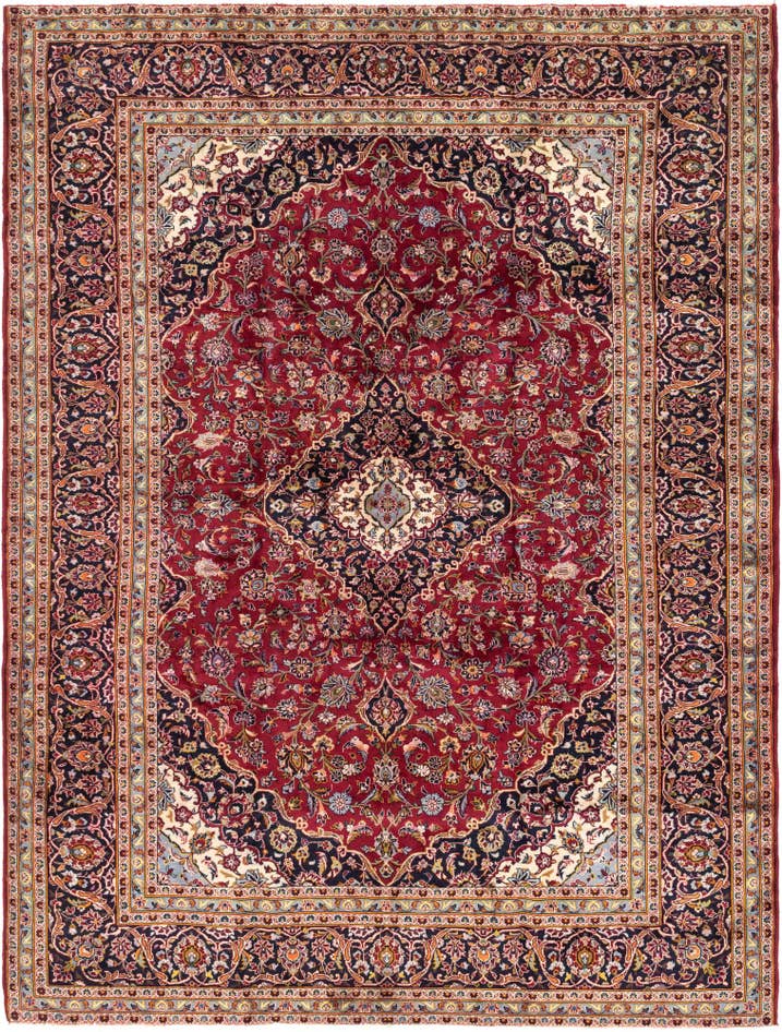 Detail image of 9' 8 x 13' Hand Knotted Kashan Persian Wool Rug