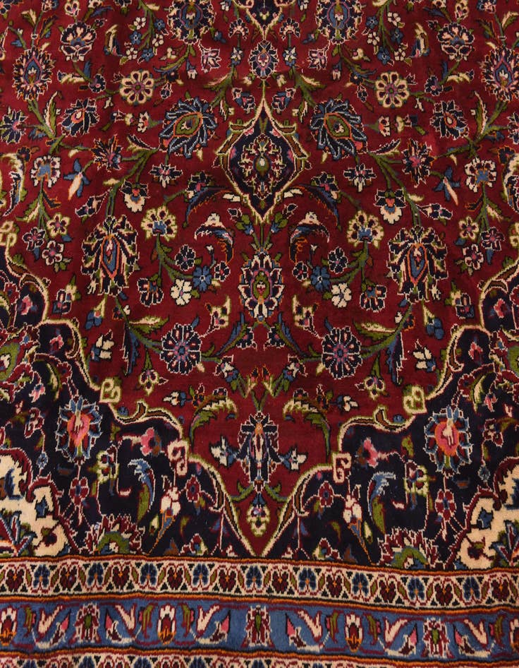 Detail image of 8' 8 x 12' 2 Hand Knotted Kashan Persian Wool Rug