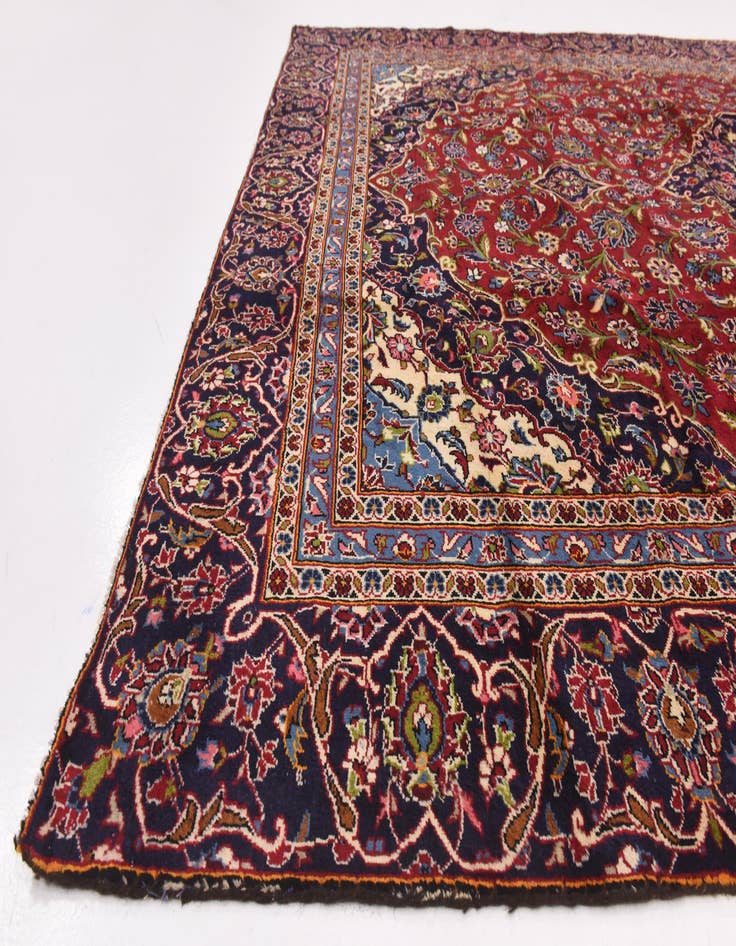 Detail image of 8' 8 x 12' 2 Hand Knotted Kashan Persian Wool Rug