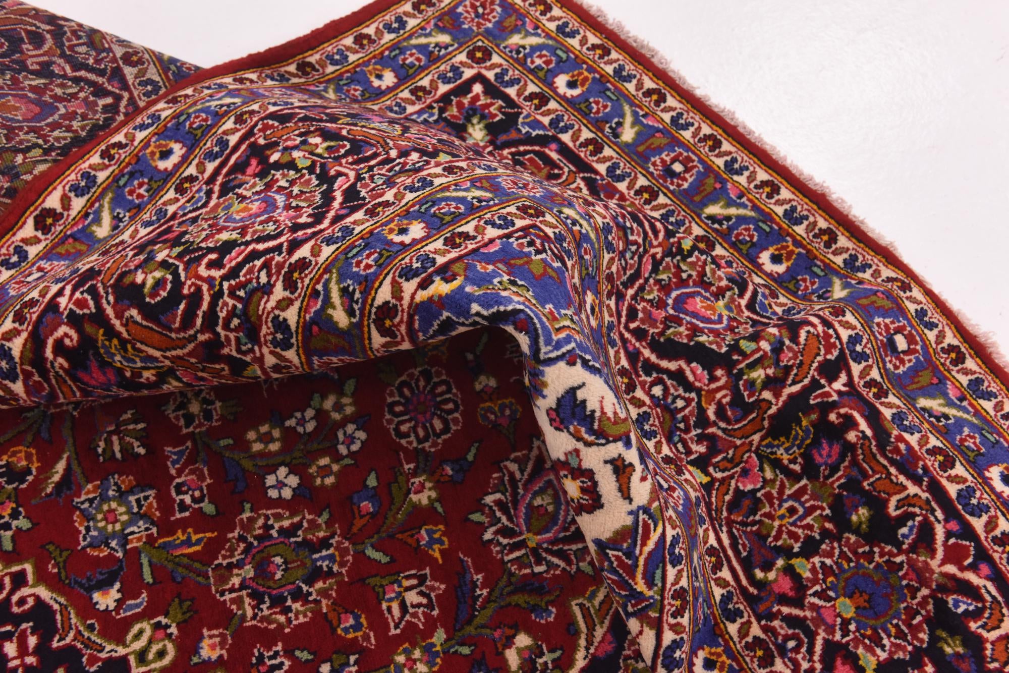 9' 8 x 13' Hand Knotted Kashan Persian Wool Rug