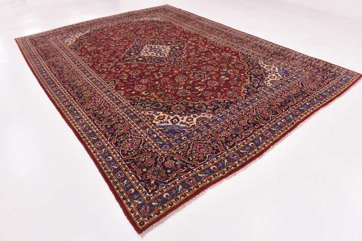 9' 8 x 13' Hand Knotted Kashan Persian Wool Rug