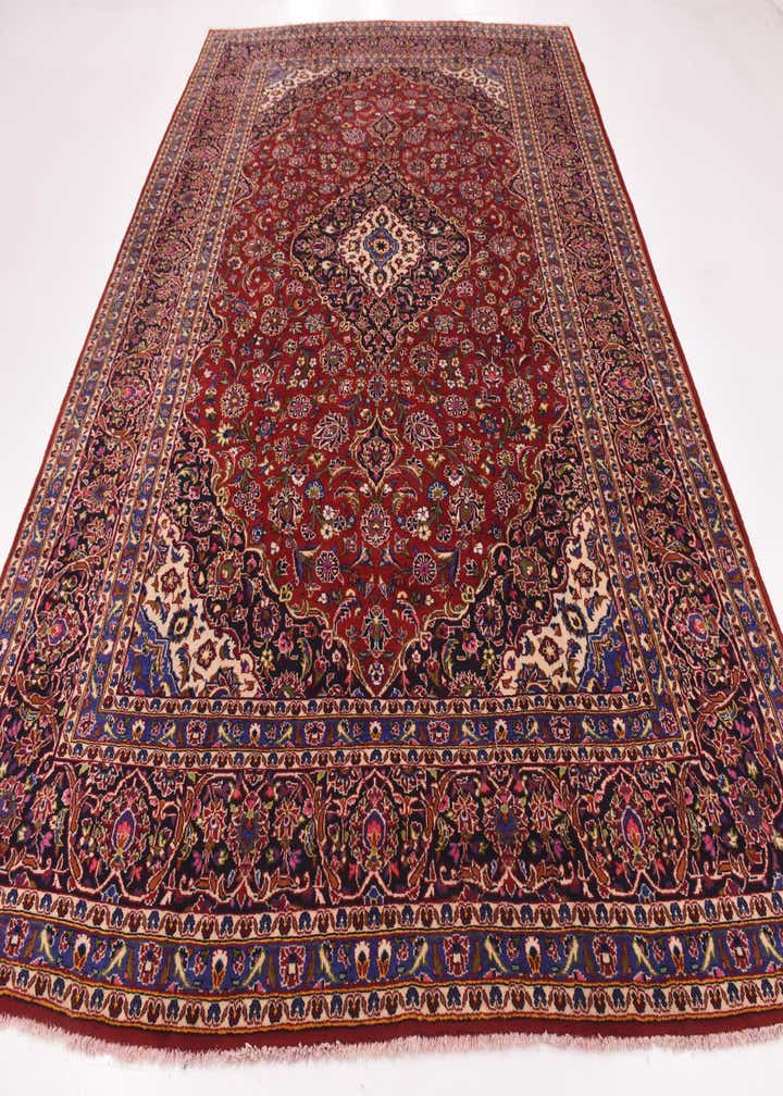 9' 8 x 13' Hand Knotted Kashan Persian Wool Rug
