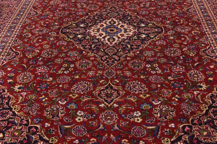 9' 8 x 13' Hand Knotted Kashan Persian Wool Rug