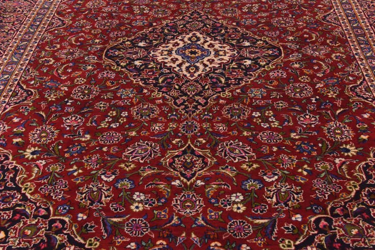 Detail image of 9' 8 x 13' Hand Knotted Kashan Persian Wool Rug