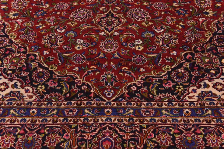 Detail image of 9' 8 x 13' Hand Knotted Kashan Persian Wool Rug