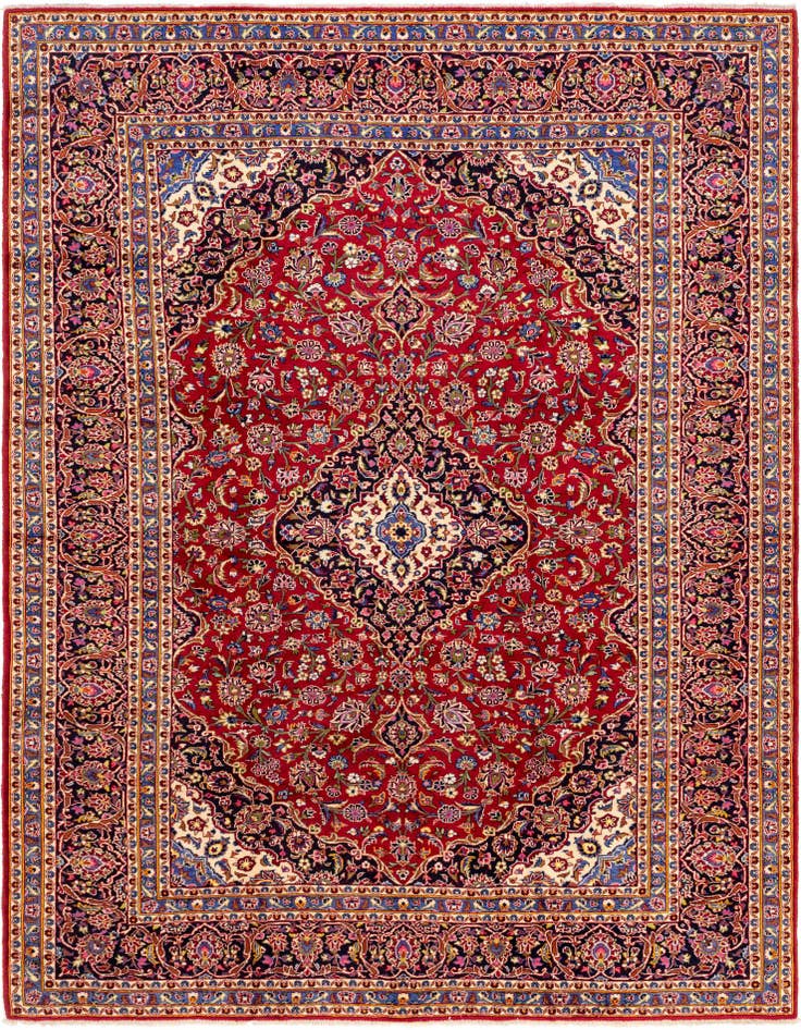 Detail image of 9' 8 x 13' Hand Knotted Kashan Persian Wool Rug