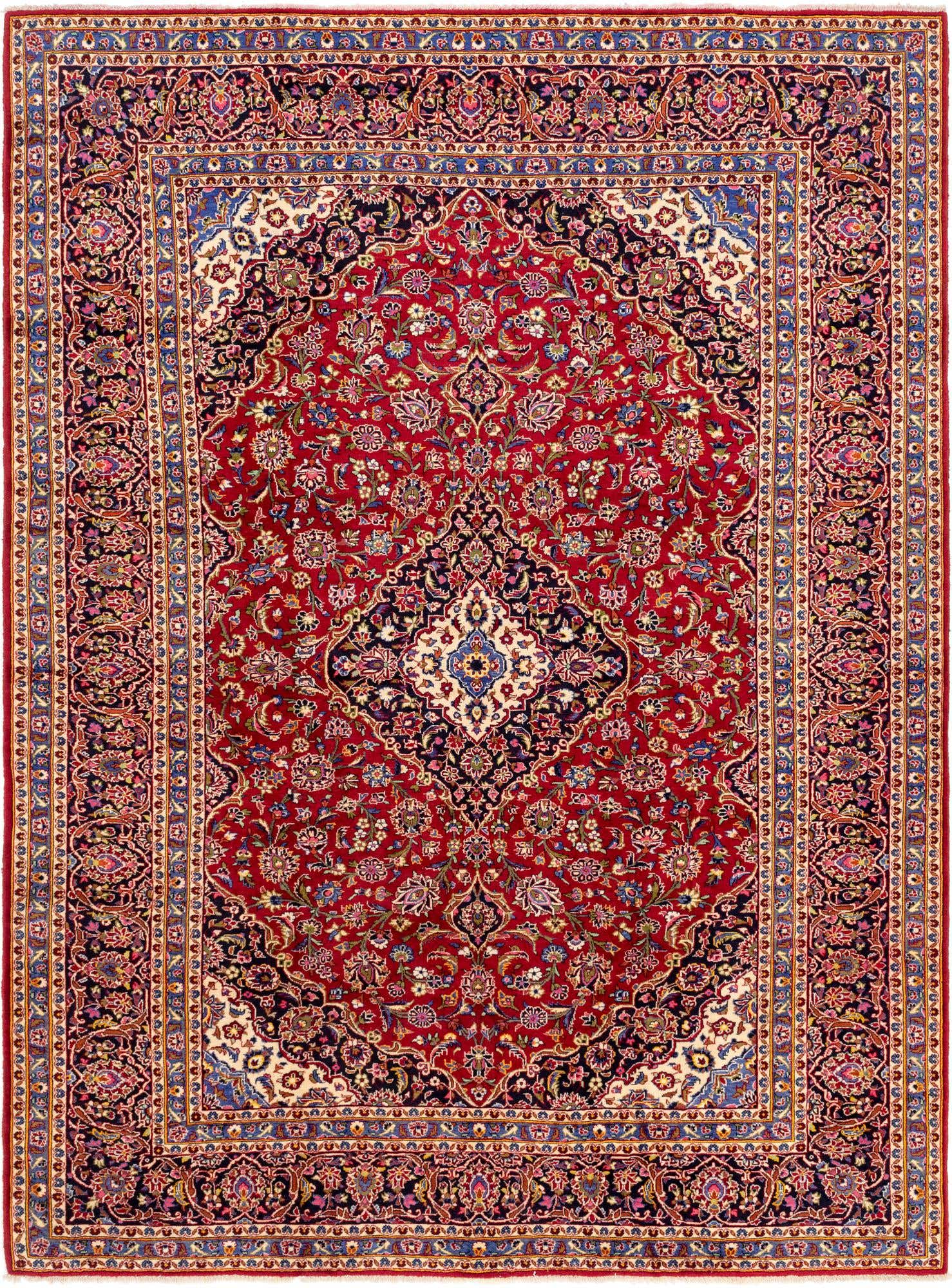 9' 8 x 13' Hand Knotted Kashan Persian Wool Rug