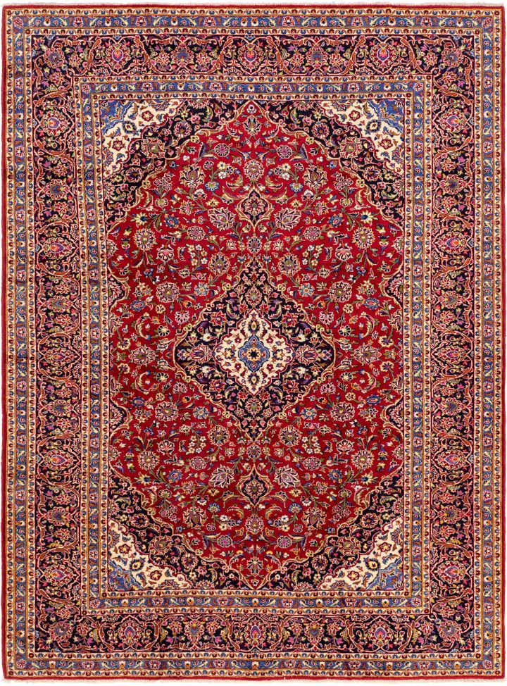 9' 8 x 13' Hand Knotted Kashan Persian Wool Rug