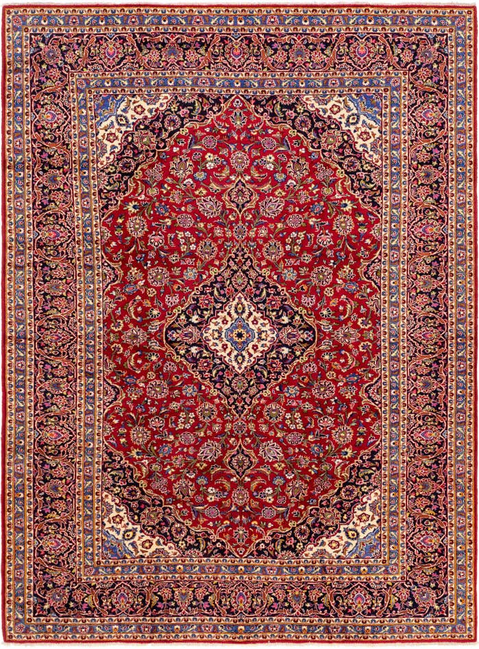 Detail image of 9' 8 x 13' Hand Knotted Kashan Persian Wool Rug